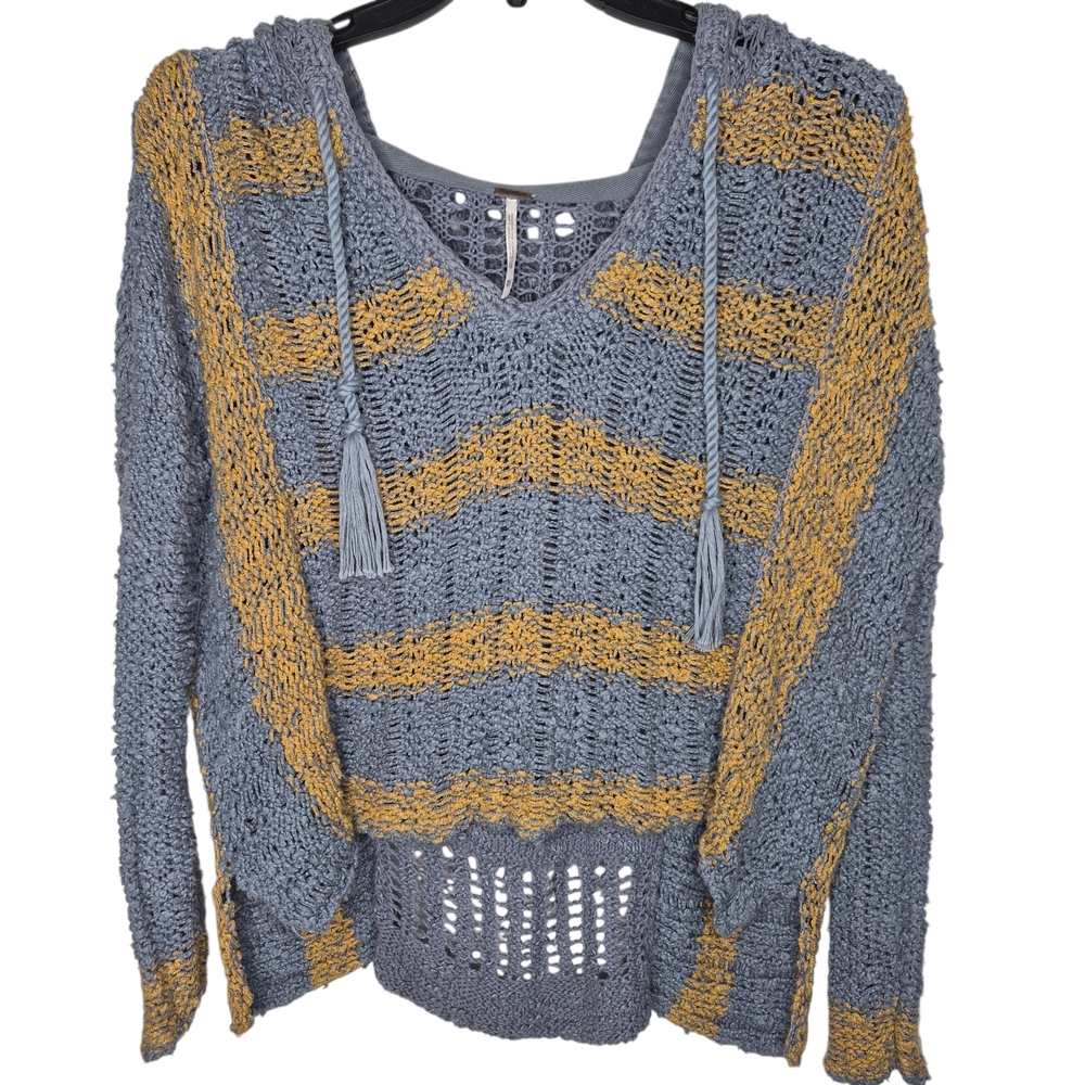 Free People Cali Love Striped Crochet Pullover‎ Hoodie Size XS